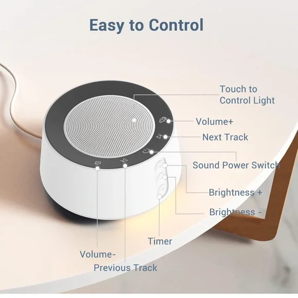 White Noise Sound Machine 14 Soothing Sounds 10 Levels Night Light Nursery - Picture 16 of 16